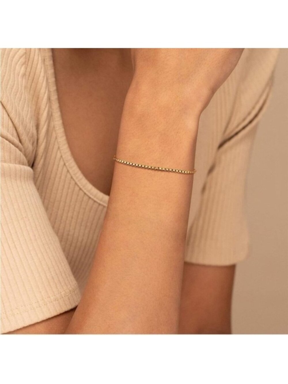 GOLD 18k Gold Plated Box Chain Bracelet